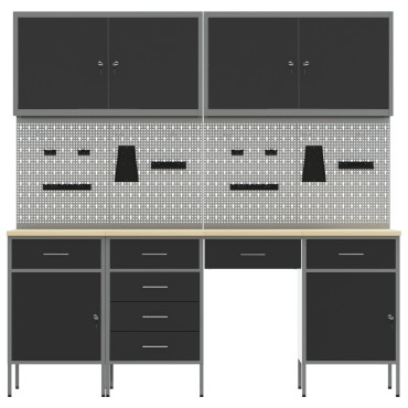 vidaXL Set Εργαλειοθήκης 10 Τεμαχίων Μαύρο Ατσάλι
