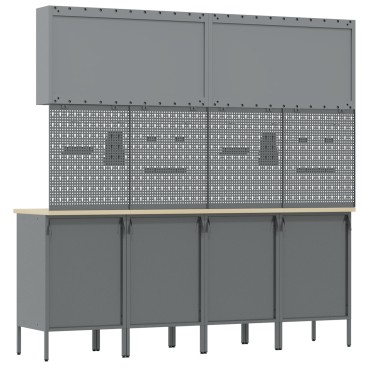 vidaXL Σετ 10 Τεμαχίων για Ντουλάπα Εργασίας και Πινακίδα Μαύρο MDF και Μέταλλο