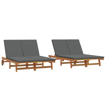 vidaXL Ξαπλώστρα Καφέ 125x200x84cm Στερεό Ξύλο Ακακίας 1 τεμ.
