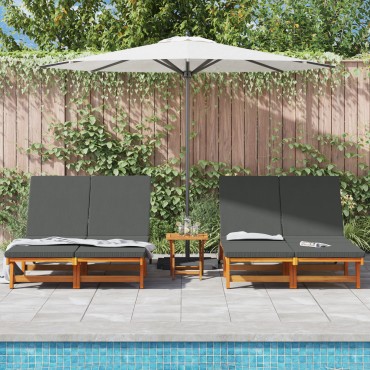 vidaXL Ξαπλώστρα Καφέ 125x200x84cm Στερεό Ξύλο Ακακίας 1 τεμ.