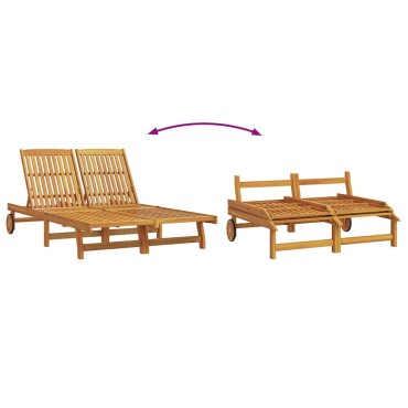 vidaXL Ξαπλώστρα Καφέ 125x200x84cm Στερεό Ξύλο Ακακίας 1 τεμ.