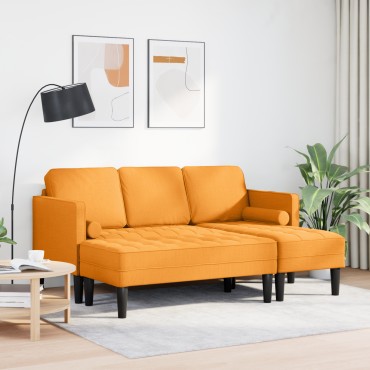 vidaXL Σετ 2 Τεμαχίων Καναπέ με Μαξιλάρια Σκούρο Κίτρινο Ύφασμα