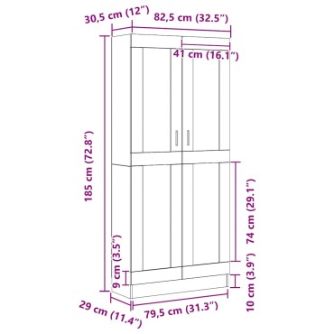 vidaXL Βιβλιοθήκη 4 επιπέδων 82,5x30,5x185cm Επεξεργασμένο Ξύλο 1 τεμ.