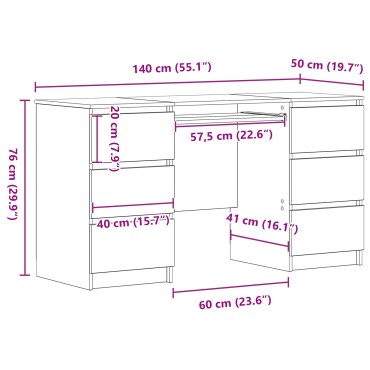vidaXL Γραφεία 2 τεμ. Μαύρο Δρύς 140x50x76cm Κατασκευασμένο ξύλο