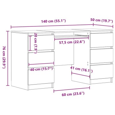 vidaXL Γραφείο Μαύρη Οξυά 140x50x76cm Επεξεργασμένο ξύλο 1 τεμ.