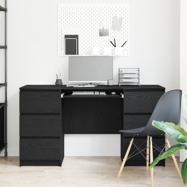vidaXL Γραφεία 2 τεμ. Μαύρο Δρύς 140x50x76cm Κατασκευασμένο ξύλο
