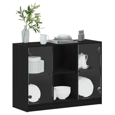 vidaXL Μπουφέ Μαύρο Δρυς 102x37x75,5cm Κατασκευασμένο Ξύλο 1 τεμ.