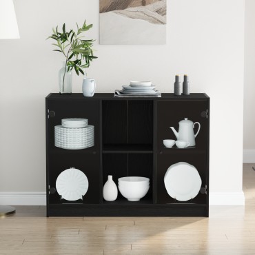 vidaXL Μπουφέ Μαύρο Δρυς 102x37x75,5cm Κατασκευασμένο Ξύλο 1 τεμ.