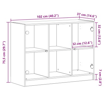 vidaXL Μπουφέ Μαύρο Δρυς 102x37x75,5cm Κατασκευασμένο Ξύλο 1 τεμ.