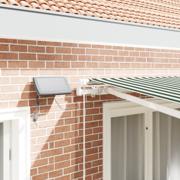 vidaXL Χειροκίνητη Ανασυρόμενη Τέντα με LED Πράσινη και Λευκή 350x250 εκ.