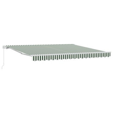 vidaXL Ανασυρόμενη τέντα Πράσινη και Λευκή 400x300 cm