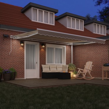 vidaXL Μηχανική Ανασυρόμενη Τέντα με LED Μπεζ 450x350 εκ