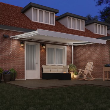 vidaXL Μηχανική Ανασυρόμενη Τέντα με LED Λευκή 450x350 εκ.