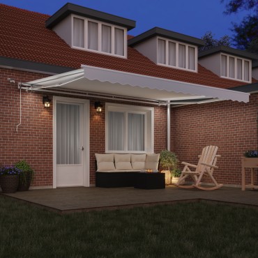 vidaXL Αυτόματη Ανασυρόμενη Τέντα με LED Λευκή 450x350 εκ.