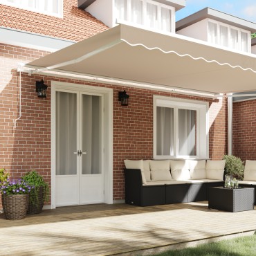 vidaXL Χειροκίνητη Ανασυρόμενη Τέντα Μπεζ 500x350 εκ
