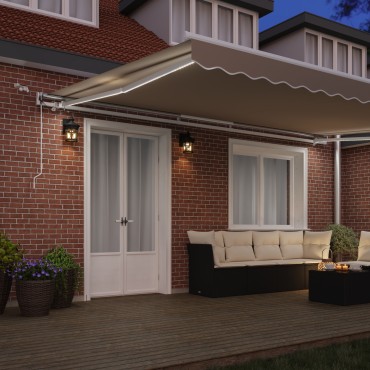 vidaXL Αυτόματη Ανασυρόμενη Τέντα με LED Μπεζ 500x350 εκ