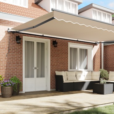 vidaXL Χειροκίνητη Ανασυρόμενη Τέντα Μπεζ 500x350 cm