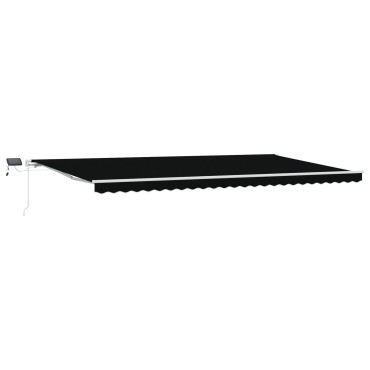 vidaXL Χειροκίνητη Ανασυρόμενη Τέντα με LED Μαύρη 600x300 cm