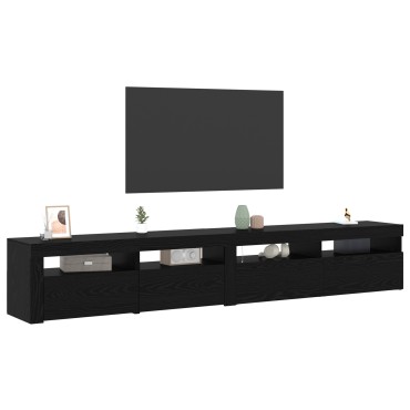 vidaXL Κάθισμα TV 2 τεμ. με Φώτα LED Μαύρο Επεξεργασμένο Ξύλο 240x35x40 cm