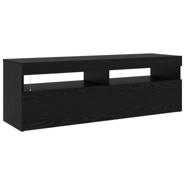 vidaXL Κάθισμα TV 2 τεμ. με Φώτα LED Μαύρο Επεξεργασμένο Ξύλο 240x35x40 cm