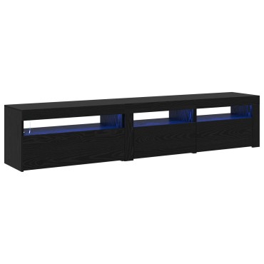 vidaXL Βάσεις τηλεόρασης 2 τεμ. με φωτιστικά LED μαύρη καρυδιά επεξεργασμένο ξύλο 195x35x40 cm