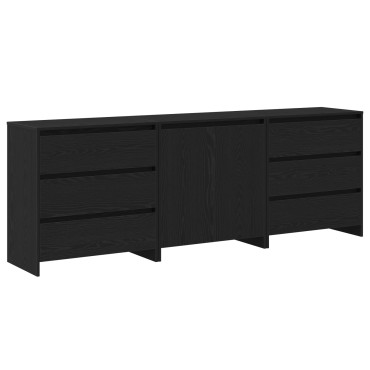 vidaXL 3-κομμάτι μπουφέδες σε μαύρο ξύλο 70x41x75cm 1 τεμ.