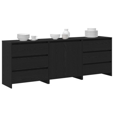 vidaXL 3-κομμάτι μπουφέδες σε μαύρο ξύλο 70x41x75cm 1 τεμ.