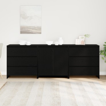 vidaXL 3-κομμάτι μπουφέδες σε μαύρο ξύλο 70x41x75cm 1 τεμ.