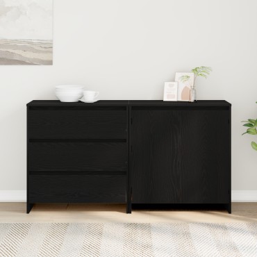 vidaXL 2- τεμ. μπουφέδες σε μαύρο καπλαμά 140x41x75cm 1 τεμ.