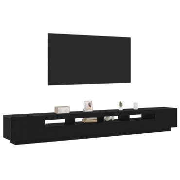 vidaXL Ντουλάπι τηλεόρασης με LED φώτα Μαύρο Δρυς 300x35x40cm Κατασκευασμένο από Ξύλο