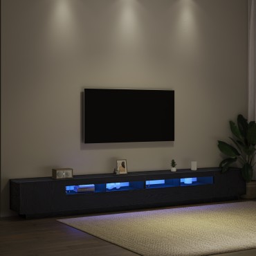 vidaXL Ντουλάπι τηλεόρασης με LED φώτα Μαύρο Δρυς 300x35x40cm Κατασκευασμένο από Ξύλο