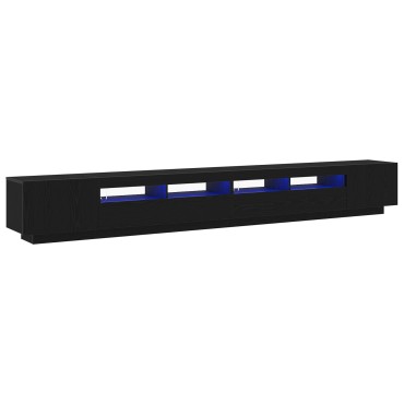 vidaXL Ντουλάπι τηλεόρασης με LED φώτα Μαύρο Δρυς 300x35x40cm Κατασκευασμένο από Ξύλο