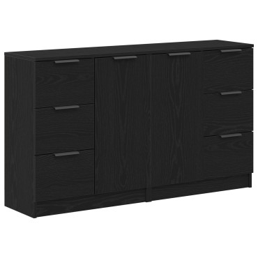 vidaXL Μπουφέδες 2 τεμ. Μαύρο Δρυς 60x30x70cm Επεξεργασμένο ξύλο