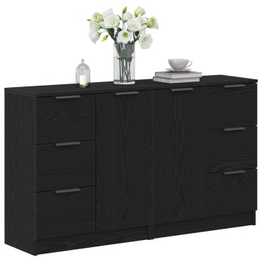 vidaXL Μπουφέδες 2 τεμ. Μαύρο Δρυς 60x30x70cm Επεξεργασμένο ξύλο