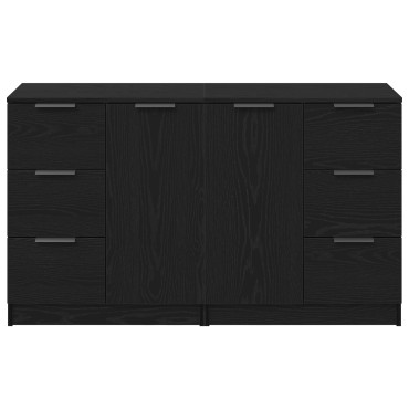 vidaXL Μπουφέδες 2 τεμ. Μαύρο Δρυς 60x30x70cm Επεξεργασμένο ξύλο