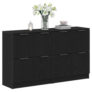 vidaXL Μπουφέδες 2 τεμ. Μαύρο Δρυς 60x30x70cm Επεξεργασμένο Ξύλο