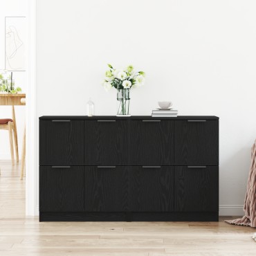 vidaXL Μπουφέδες 2 τεμ. Μαύρο Δρυς 60x30x70cm Επεξεργασμένο Ξύλο
