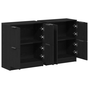 vidaXL Μπουφέδες 2 τεμ. Μαύρο Δρυς 60x30x70cm Επεξεργασμένο Ξύλο