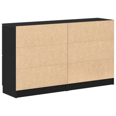 vidaXL Μπουφέδες 2 τεμ. Μαύρο Δρυς 60x30x70cm Επεξεργασμένο Ξύλο