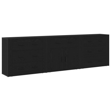 vidaXL Sideboards 3 τεμ. Μαύρος Δρυς Επεξεργασμένο Ξύλο 240x33x70cm