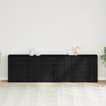 vidaXL Sideboards 3 τεμ. Μαύρος Δρυς Επεξεργασμένο Ξύλο 240x33x70cm