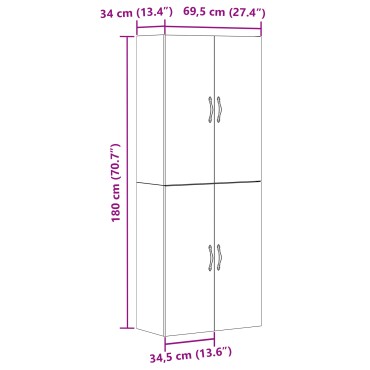 vidaXL Ντουλάπες 2 τεμ. Μαύρος Δρυς 69,5x34x180cm Επεξεργασμένο ξύλο