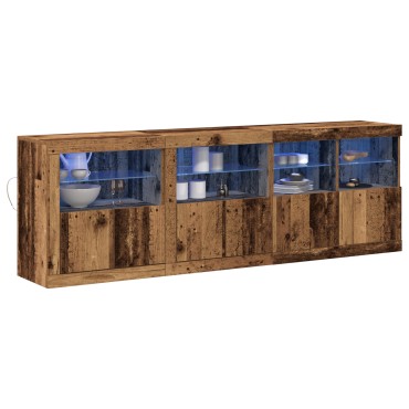 vidaXL Μπουφές με LED Φώτα Παλιού Ξύλου 202x37x67cm Κατασκευασμένο Ξύλο 1 τεμ.