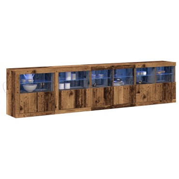 vidaXL Μπουφές με LED Φώτα Παλιού Ξύλου 283x37x67cm Κατασκευασμένο Ξύλο 1 τεμ.