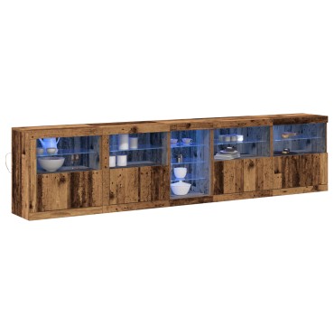 VidaXL μπουφές με φώτα LED Παλιό ξύλο 283x37x67cm Επεξεργασμένου ξύλου 1 τεμ.