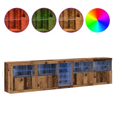 VidaXL μπουφές με φώτα LED Παλιό ξύλο 283x37x67cm Επεξεργασμένου ξύλου 1 τεμ.