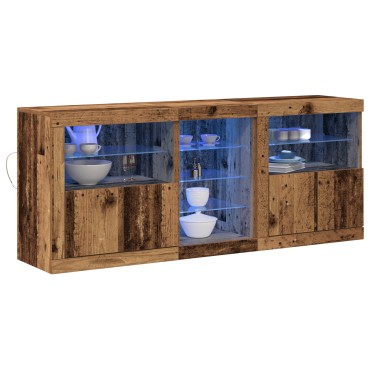vidaXL Μπουφές με LED φώτα Παλιό ξύλο 162x37x67cm Κατασκευασμένο ξύλο 1 τεμ.