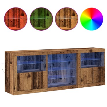 vidaXL Μπουφές με LED Φώτα Παλιό Ξύλο 181,5x37x67 εκ 1 τεμ.