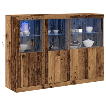 vidaXL Μπουφές με LED Φωτισμό Παλιού Ξύλου 142.5x37x100cm 1 τεμ.