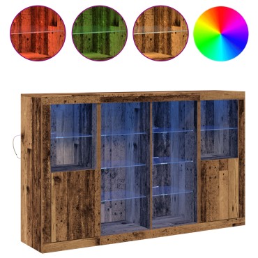 Μπουφές vidaXL με LED Φώτα Παλαιό Ξύλο 163x37x100cm Κατασκευασμένο Ξύλο 1 τεμ.